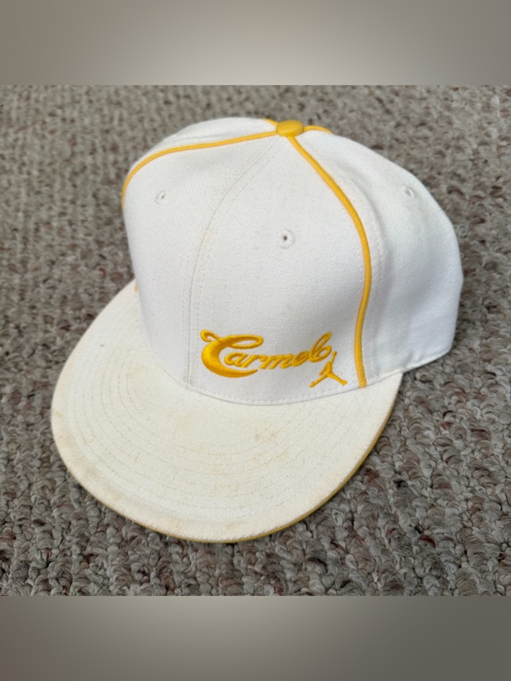 Jordan Carmel White Yellow Fitted Baseball Cap
